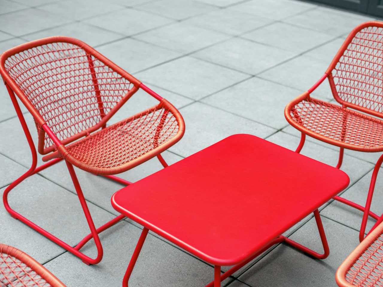 Metal Tubular Furniture Set in Red