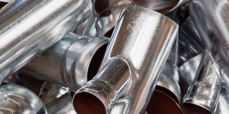 Galvanised metal tube sections