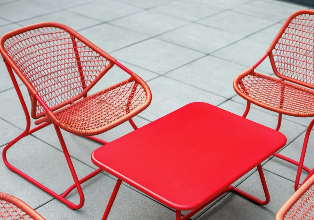 Metal Tubular Furniture Set in Red